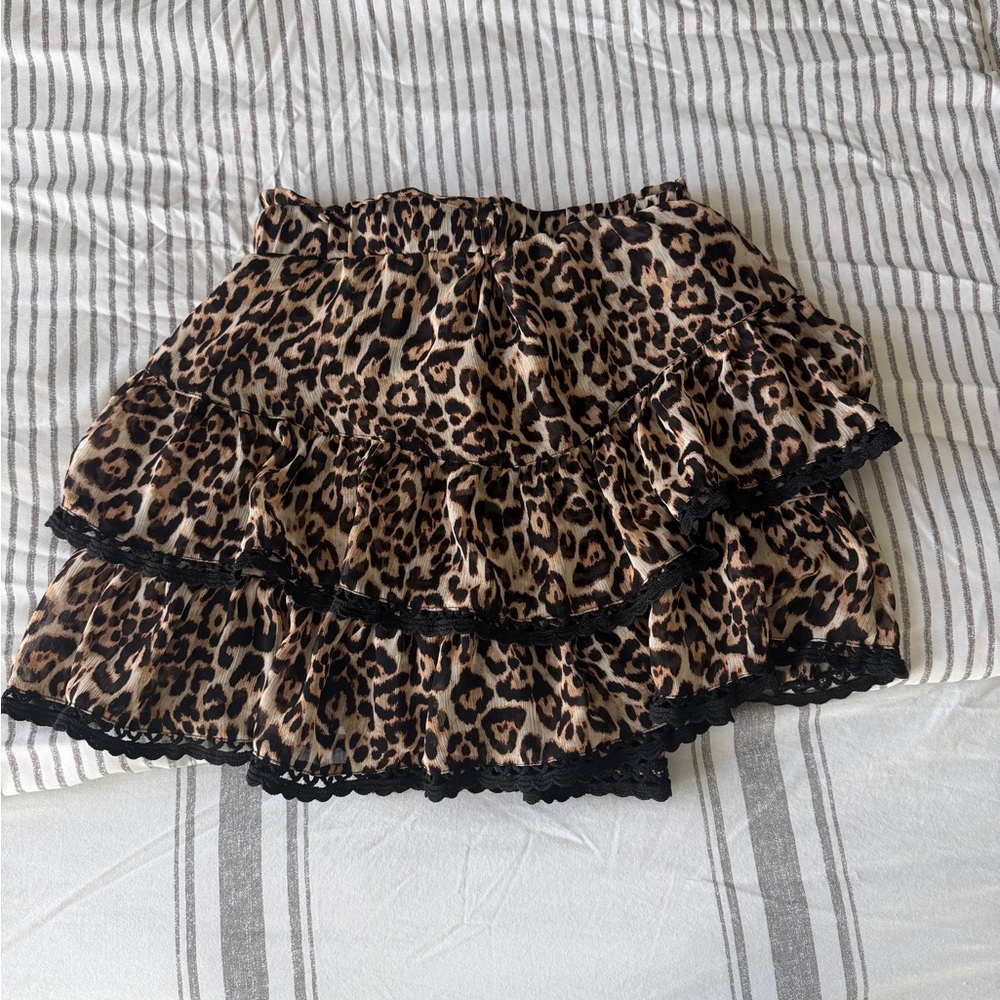 Leopard Print Ruffled Skirt